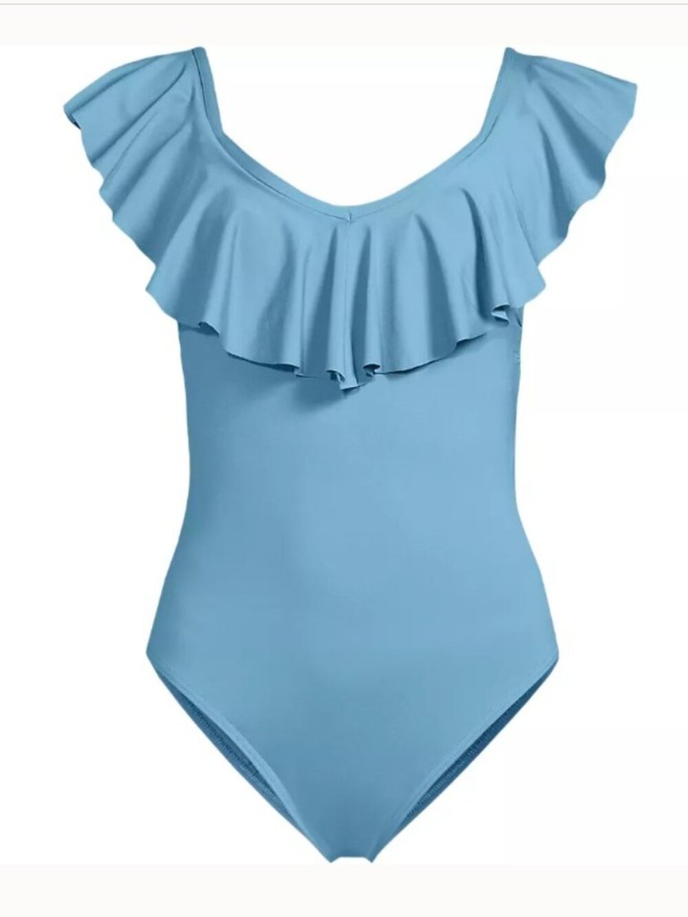 Sz 16 Ruffle V-neck High Leg One Piece Swimsuit
